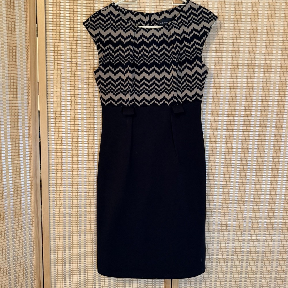 Connected Apparel Womens 6 Dress Chevron Sleeveless Career Office Party No Belt